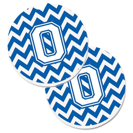 Carolines Treasures Letter O Chevron Blue and White  Cup Holder Car Coaster, PK2 CJ1045-OCARC